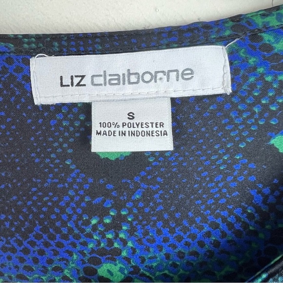 Liz Claiborne Silky Soft Snake Print Dress Button Up Top Small Career Office - Picture 4 of 9